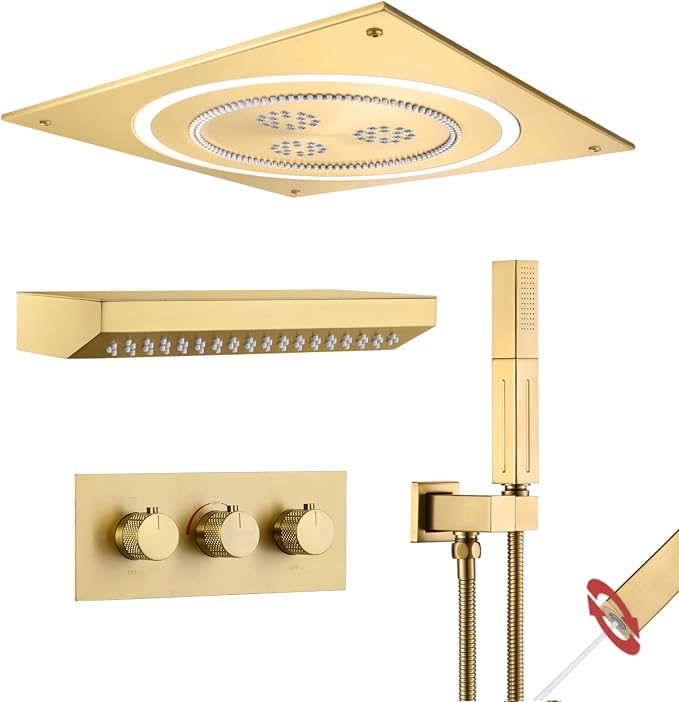 VANFOXLE Shower Faucet Set Brushed Gold Shower System, Shower Faucet by VANFOXLE