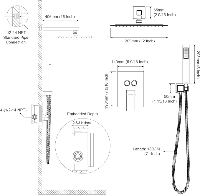 Shower System Shower Faucet Set - Image 8