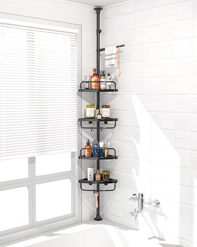 ADOVEL 4 Layer Corner Shower Caddy, Stainless Steel Constant Tension Pole by ADOVEL