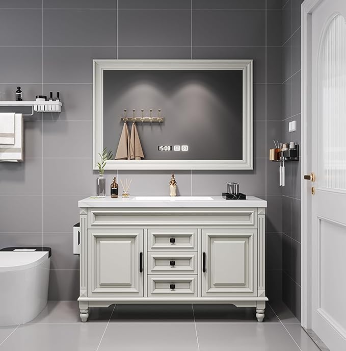 Single Bathroom Vanity with Sink, Freestanding Bathroom Vanities Includes LED by LUTHXAY