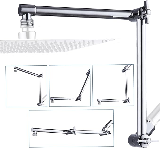 G-Promise 16 Inch Shower Head Extension Arm, Solid Brass Height & Angle by G-Promise