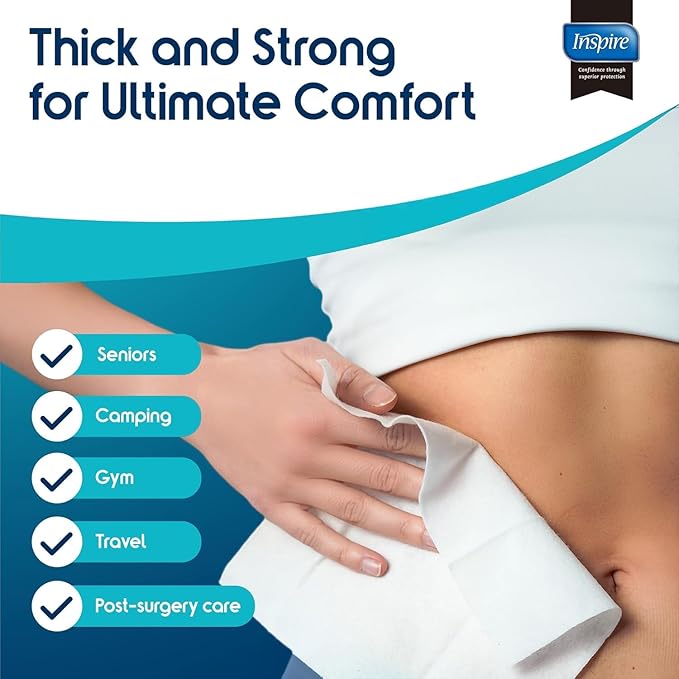 Body Wipes for adults bathing no rinse | Adult Wash Cloths Extra Large - Image 3
