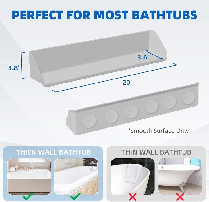 Splash Guard for Bathtub, 3.8" x 3.6" Silicone Bath Tub Splash Guard - Image 5