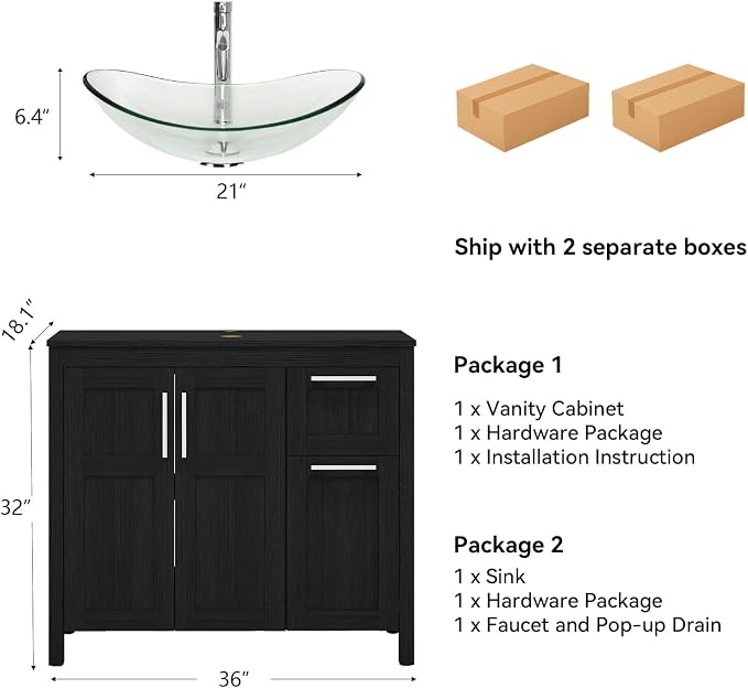 YOURLITE 36 Inches Traditional Bathroom Vanity Set - Image 3