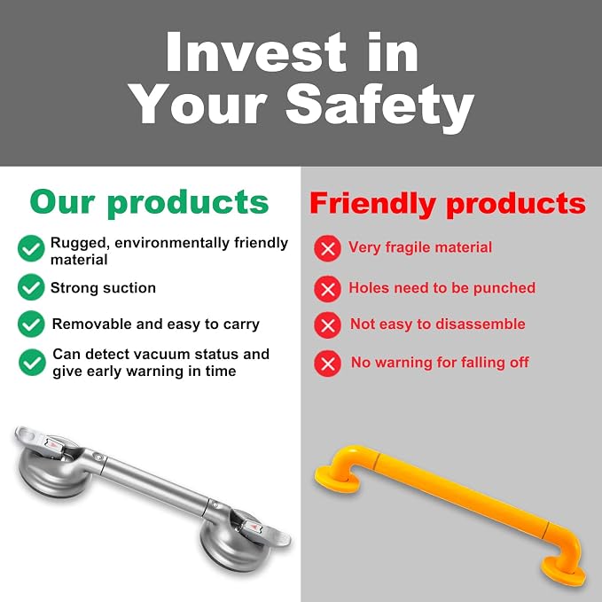 Heavy Duty Suction Shower Grab Bar - Image 4