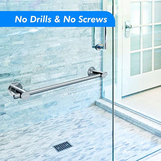 BOPai 24 inch Suction Cup Towel Bar – No Drill, - Image 2