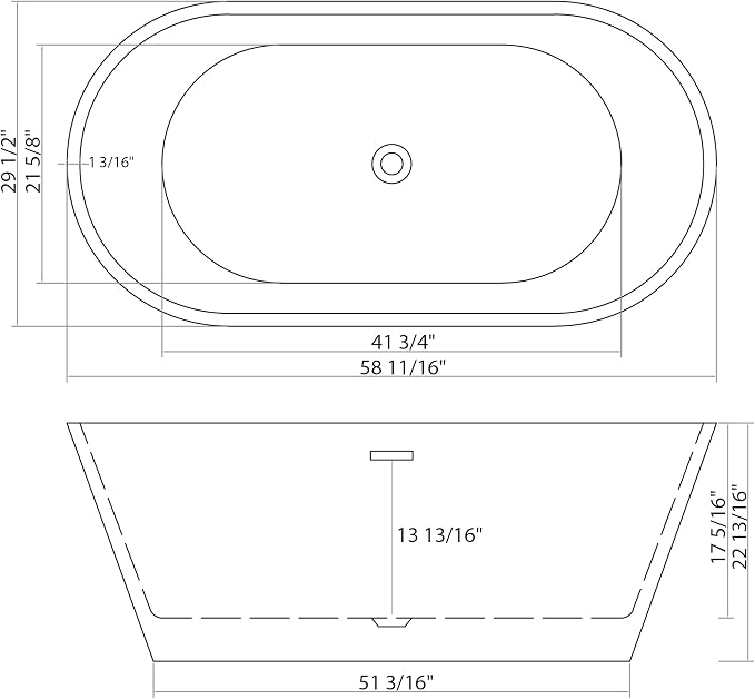 Logmey 59 Inch White Acrylic Freestanding Bathtub Oval Shape Soaking Tub - Image 4