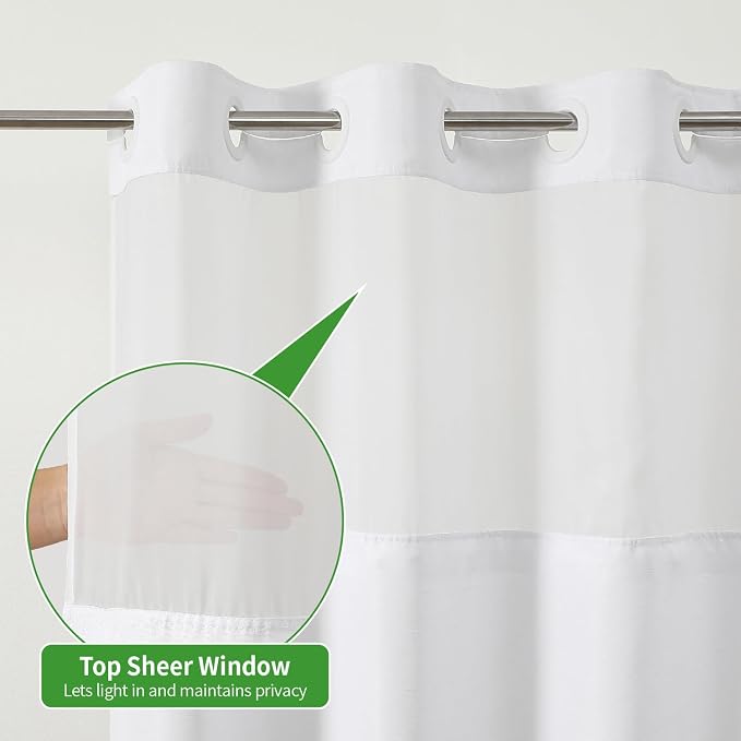 Stall No Hooks Needed White Shower Curtain - Image 3