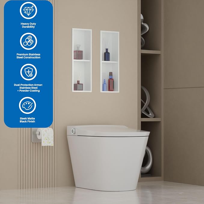 Narrow Shower Niche for Tiny Shower Room Storage, Insert Tile Ready, Double - Image 3