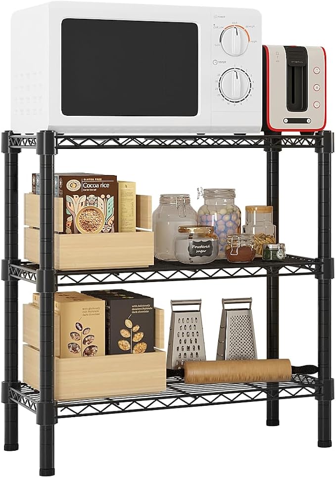 3 Tier Storage Racks Shelving, Heavy Steel Pantry Shelves, Adjustable Wire by Unknown