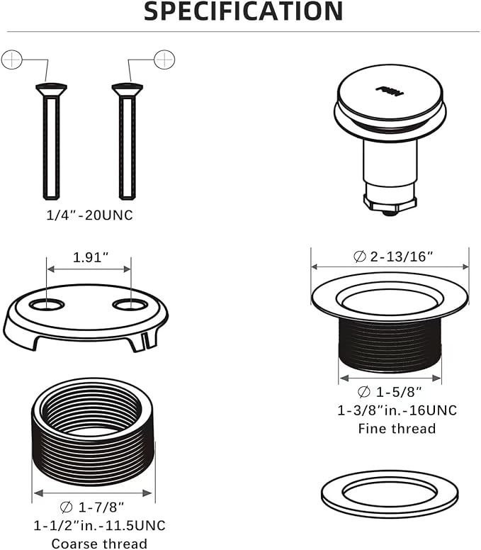 All Metal Tip-Toe Bathtub Drain Kit - Image 6