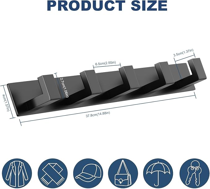 PMMASTO Coat Rack Wall Mount, Coat Hooks Wall Hooks - Image 2