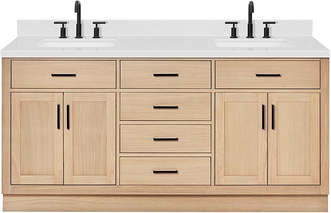 ARIEL Double Bathroom Vanity 72" Inch Oak by Ariel