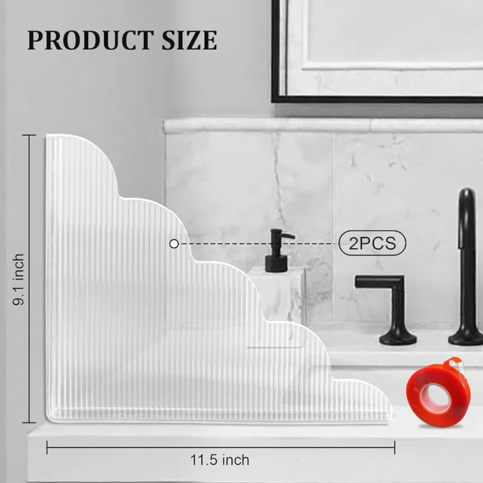 2 PCS Shower Splash Guard for Tub Corner, Self-Adhesive Shower Guards to Keep - Image 2