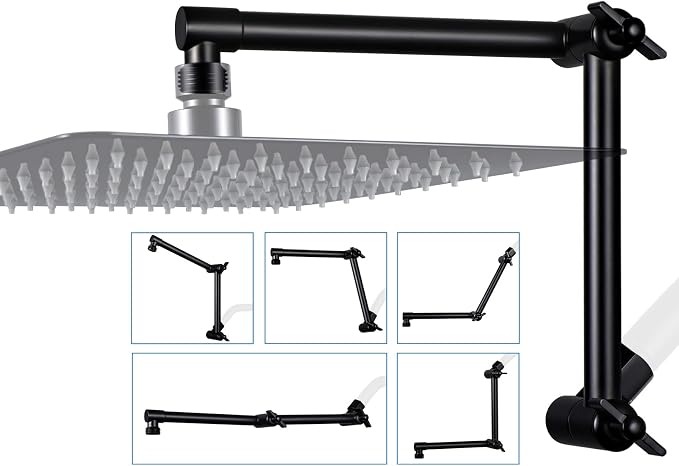 G-Promise 13 Inch Shower Head Extension Arm, Solid Brass Height & Angle by G-Promise