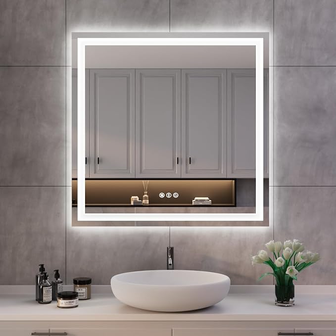 ISKM 32'' x 32'' LED Mirror for Bathroom Lighted Vanity Mirror for Wall Front by ISKM-IStillKeepMovin