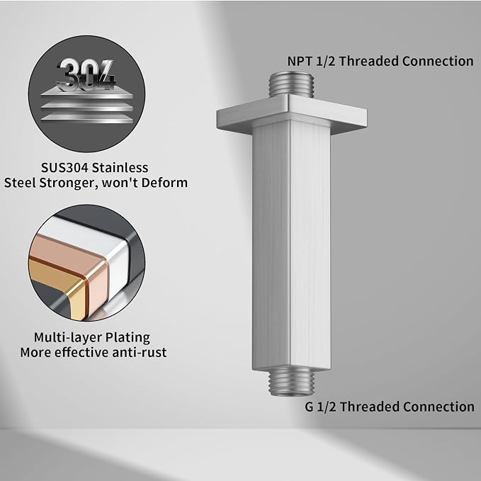 Brushed Nickel Short Shower Arm - Image 2