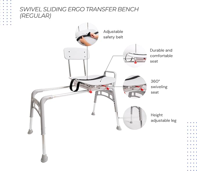 Eagle Health Supplies Sliding Shower Chair Tub Transfer Bench - Image 9