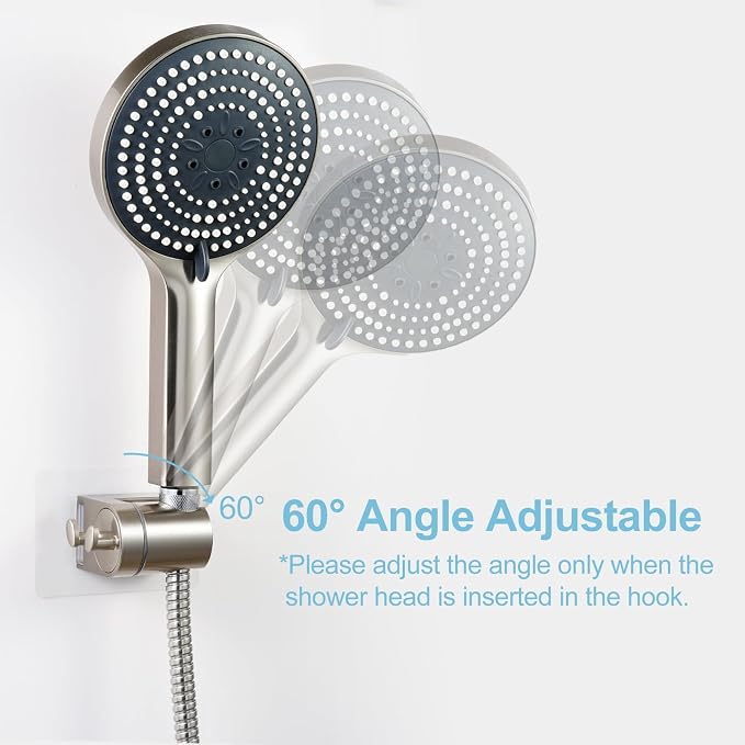 OFFO Shower Head Holder, Strong Adhesive Shower Hooks, 60° Adjustable - Image 4