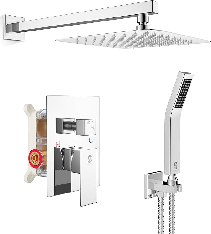 SR SUN RISE SRSH-F5043 Bathroom Luxury Rain Mixer Combo Set Wall Mounted - Image 4