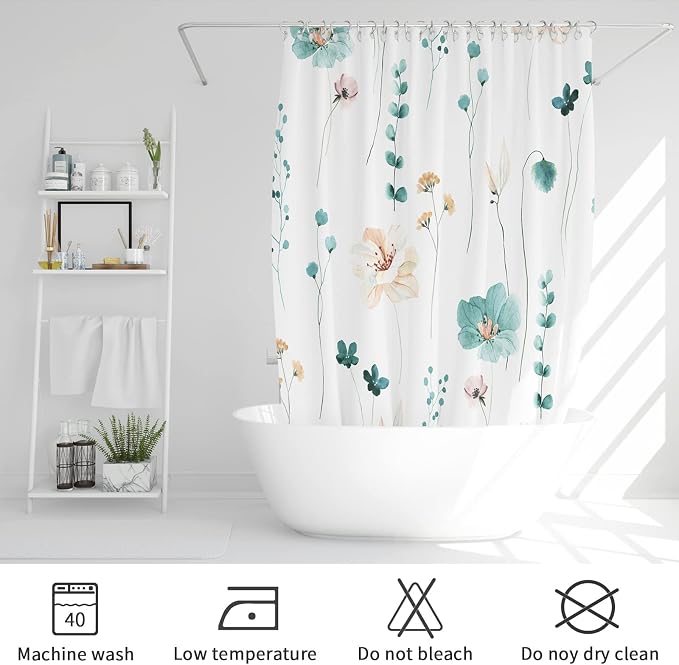 Gibelle Small Stall Shower Curtain 36 x 72, Narrow Half Watercolor Floral - Image 6