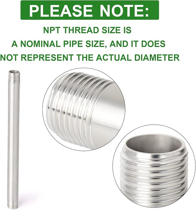 TAISHER 2Pcs Stainless Steel Pipe Fittings, 3/4" NPT x 3/4" NPT Male Threaded - Image 3