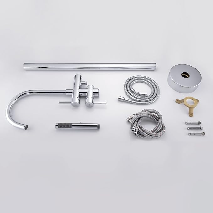 Freestanding Bathtub Faucet Tub Filler Faucets Chrome Floor Mounted Brass - Image 6