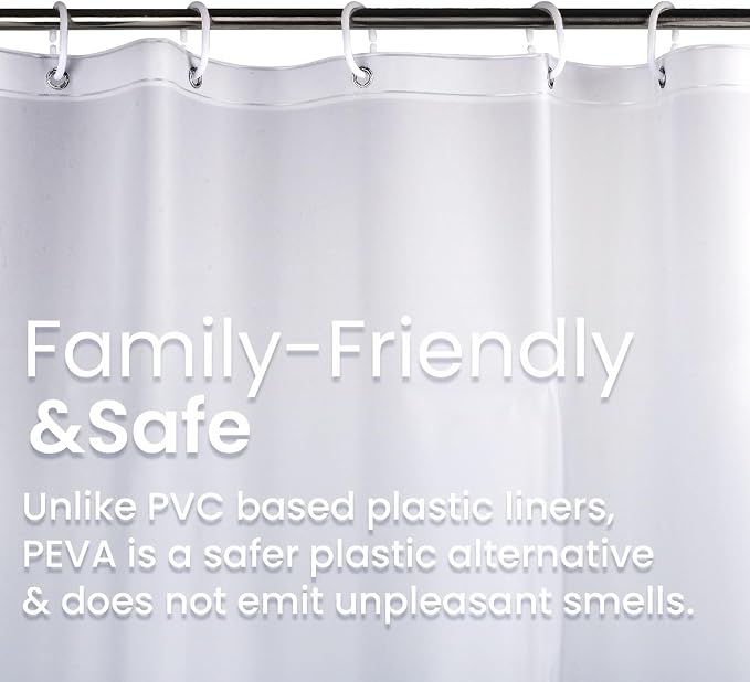 LiBa PEVA Shower Curtain Liner - 8G Waterproof Shower Liner - Image 3