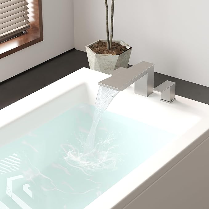 BESy Waterfall Roman Tub Faucets, Deck Mount Bathtub Faucets Set, Garden 3 - Image 3