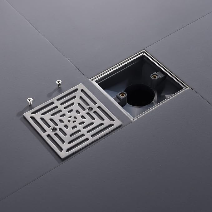 4-1/4"Square Brushed Nickel Shower Drain，Base - Image 4