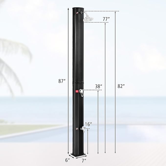 Goplus 9.3 Gallon Solar Heated Outdoor Shower, 7.2 FT Freestanding Garden Shower - Image 6