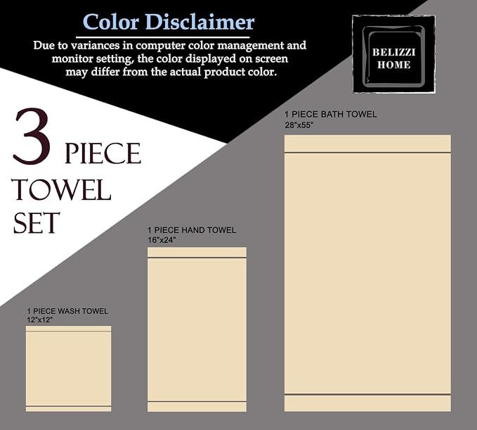Belizzi Home Ultra Soft 3 Pack Cotton Towel Set, Contains a Bath Towel 28x55 - Image 7