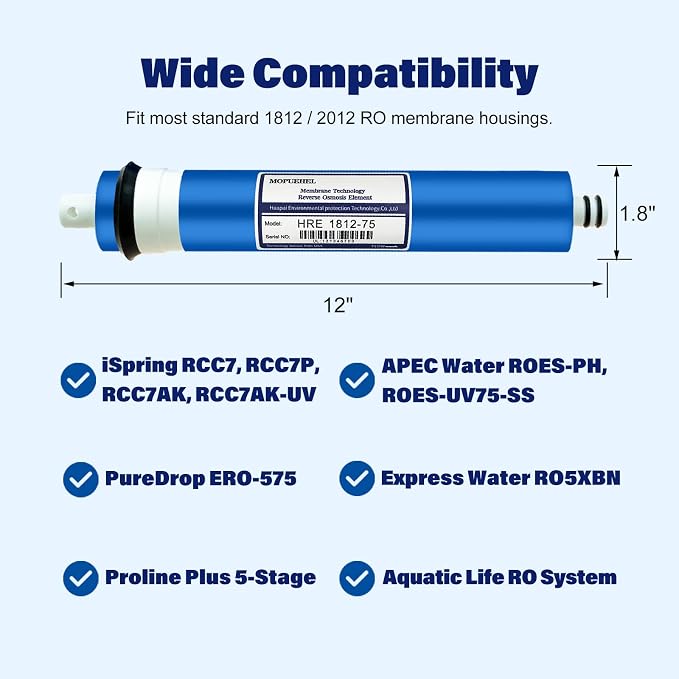 75 GPD RO Membrane Filter Replacement, Reverse Osmosis Membranes, Compatible - Image 4