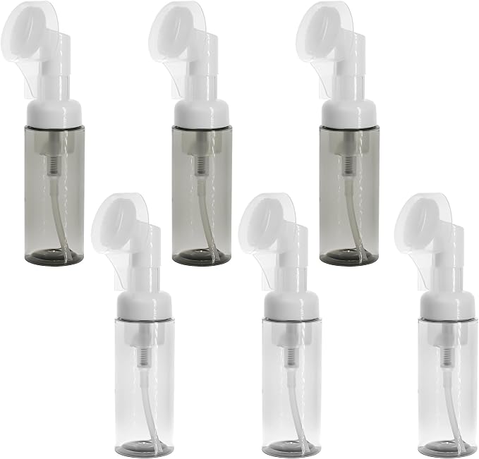 6PCS Foam Bottle with Brush, Empty Foaming Pump Dispenser Small Face Cleanser by Marsrut
