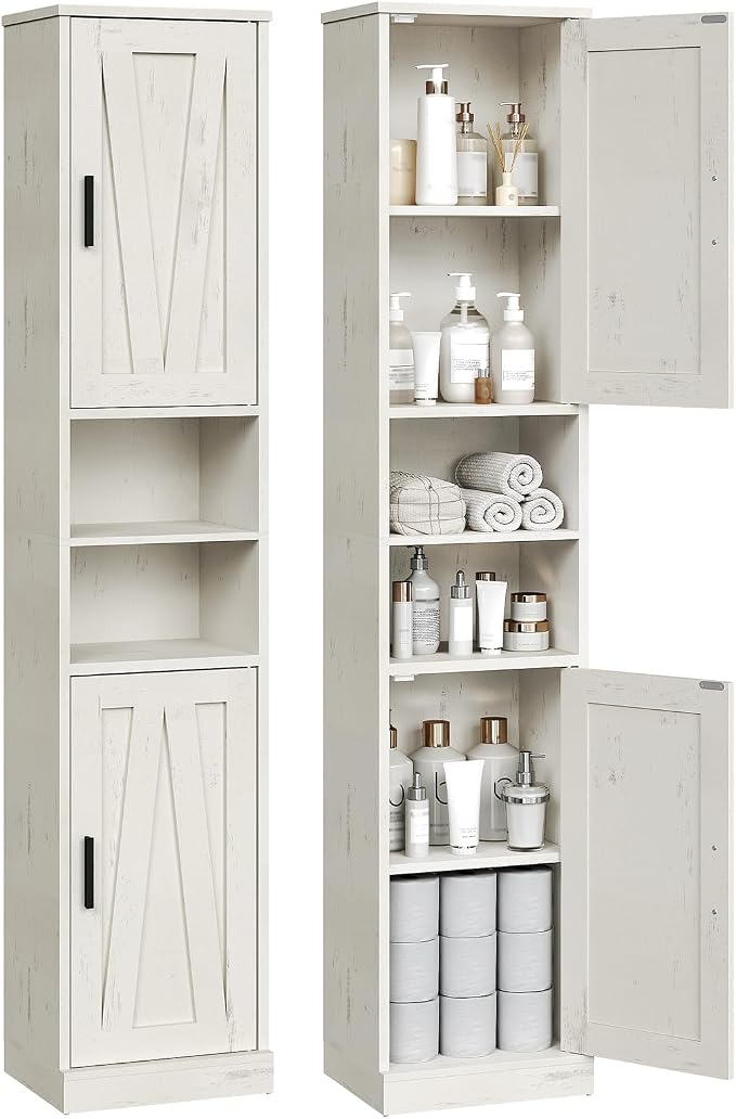 Tall Bathroom Cabinet with 2 Barn Doors, Farmhouse Storage Cabinet with by Yatiney