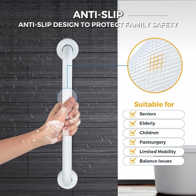 Grab Bars for Shower, 1 Pack 12-Inch Anti Slip Shower Handles for Elderly - Image 3