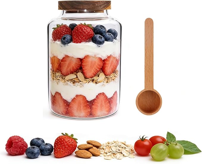 Glass Coffee Storage Jar with Lids Scoop Round Glass Coffee Ground Containers by OULOVECO