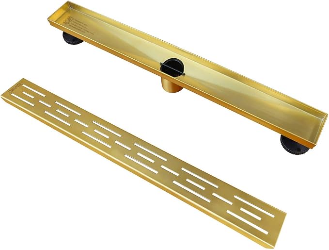 Neodrain 24-in Brushed Brass Rectangular Linear Shower Drain - Image 7