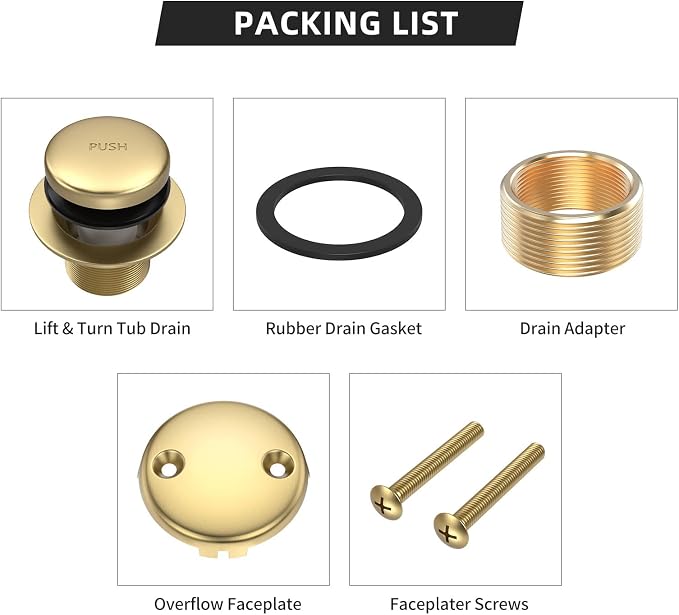All Metal Tip-Toe Bathtub Drain Kit - Image 5