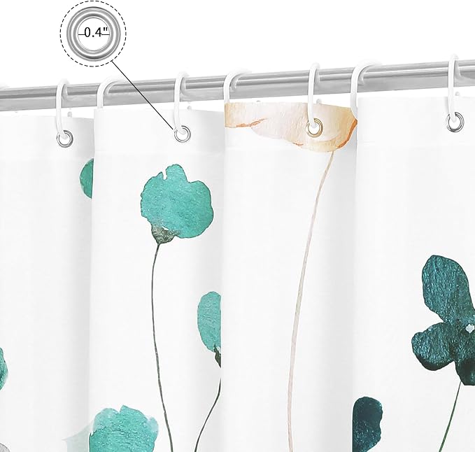 Gibelle Extra Long Shower Curtain 72 x 84, Watercolor Floral Fabric Shower - Image 4
