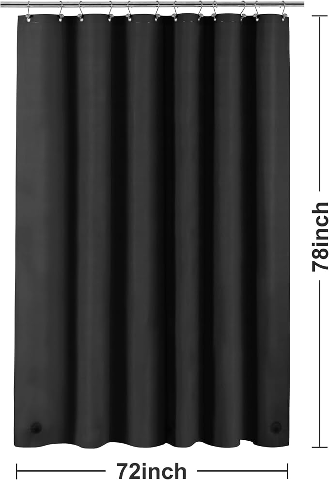 Barossa Design Black Long Shower Curtain Liner 78" Height - Image 6