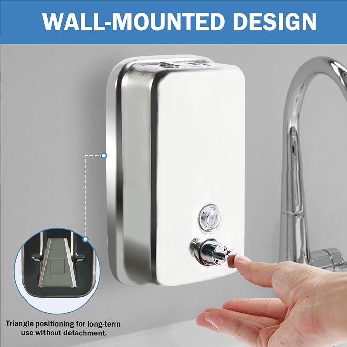 2 Pack 1000ml Hand Soap Dispenser, Commercial Soap Dispenser Wall Mounted - Image 6