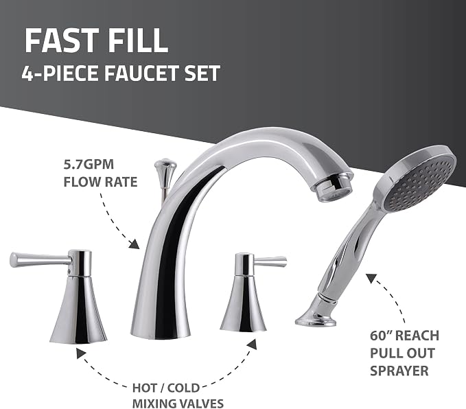 ANZZI Tubs Series Slip Resistant Textured Flooring Left Drain Quick Fill - Image 4