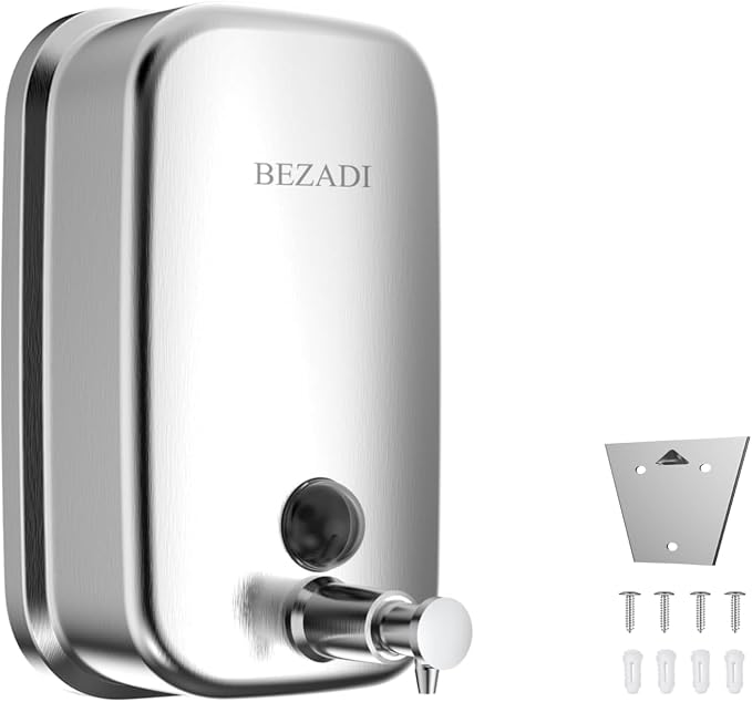 Commercial Soap Dispenser Stainless Steel Wall Mount by BEZADI