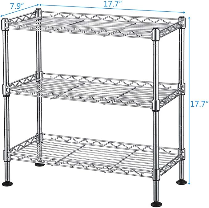 3 Tier Storage Racks Shelving, Heavy Steel Pantry Shelves, Adjustable Wire - Image 3