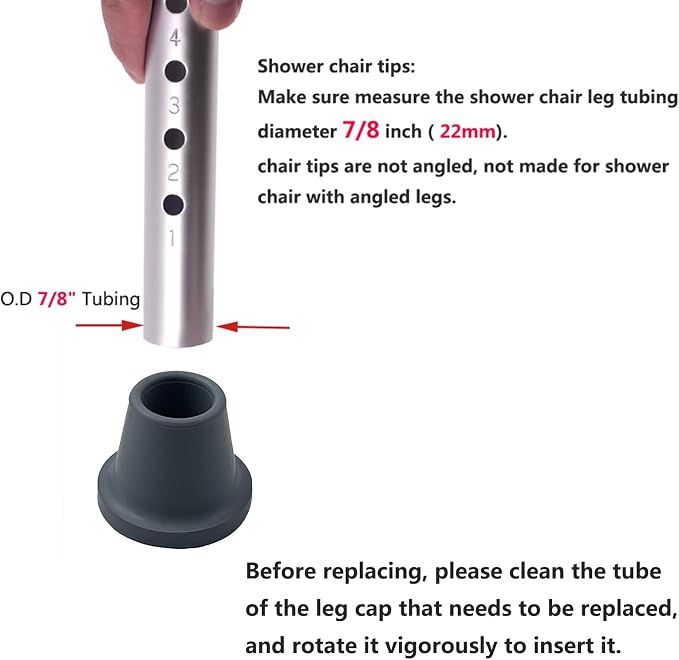 Replacement 7/8" Rubber Feet for Shower Chair, Rubber Feet for Chairs, Chair - Image 3