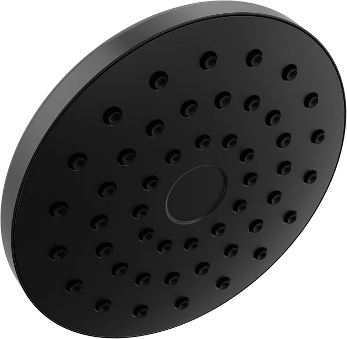 Delta PivotPro Matte Black Rain Showerhead, Single Setting 7 Inch Round Shower by DeltaFaucet