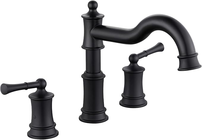 Roman Tub Faucet Classic Widespread Deck Mount Bathtub Faucet 3 Holes Brass by NAUKWAN