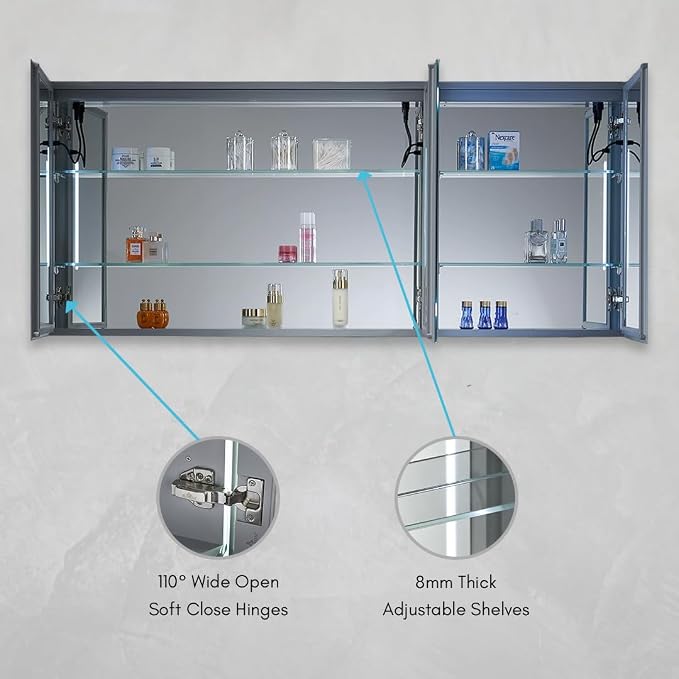 Blossom 60x26 LED Medicine Cabinet Mirror - Image 4