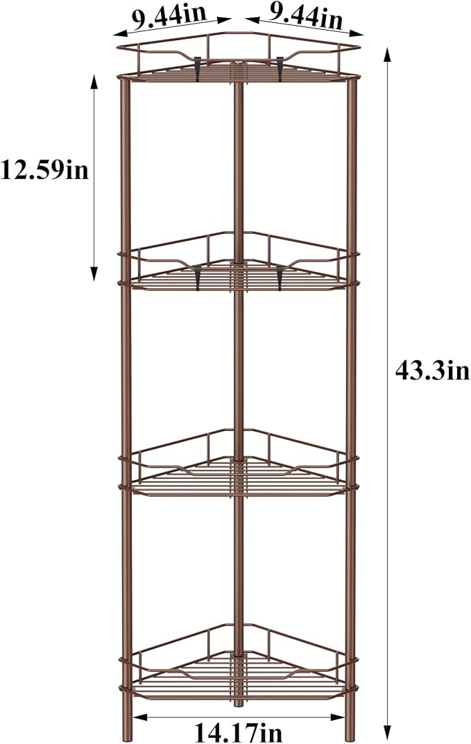 4 Tier Floor Standing Corner Shower Caddy Organizer Shelf - Image 7